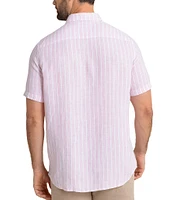 Southern Tide Crepe Myrtle Stripe Linen Short Sleeve Woven Shirt