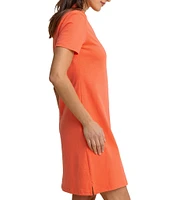 Southern Tide Demi Solid Collared V-Neck Short Sleeve Cotton Polo Dress