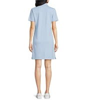 Southern Tide Demi Solid Collared V-Neck Short Sleeve Cotton Polo Dress