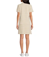 Southern Tide Demi Stripe Print Collared V-Neck Short Sleeve Cotton Polo A-Line Dress