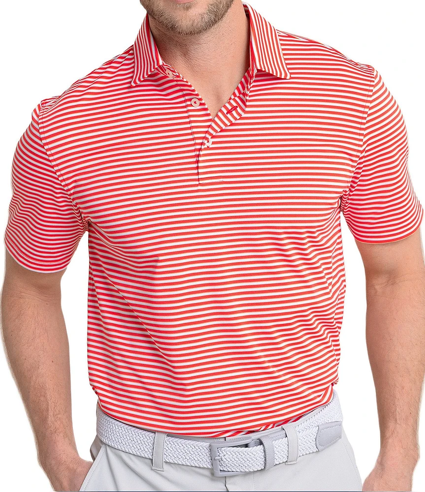 Southern Tide Driver Caravel Stripe Short Sleeve Polo Shirt