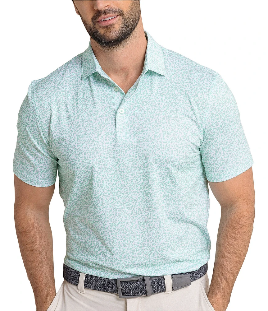 Southern Tide Driver Flower Frenzy Printed Short Sleeve Performance Polo Shirt