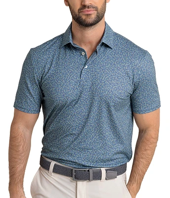 Southern Tide Driver Iguana Glee Printed Short Sleeve Polo Shirt