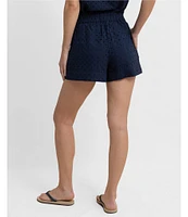 Southern Tide Elyse Eyelet High Rise Ruffle Elastic Waist Shorts