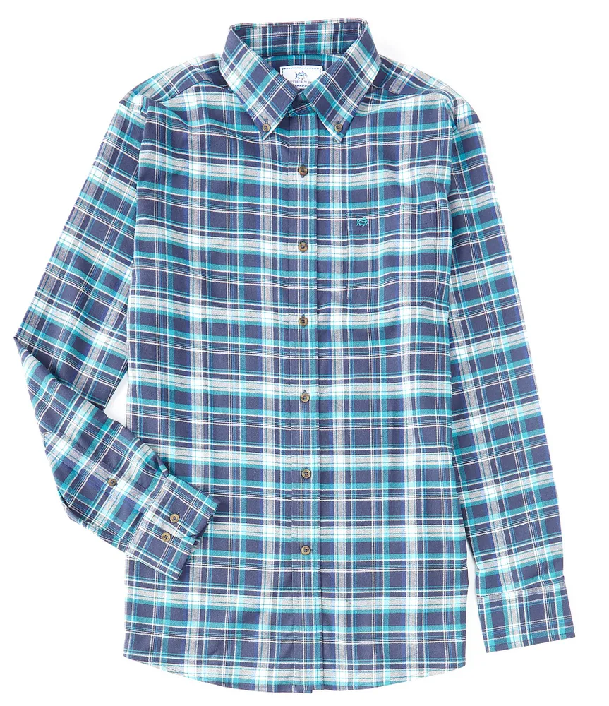 Southern Tide Flannel Intercoastal Tahoma Plaid Performance Stretch Long-Sleeve Woven Shirt