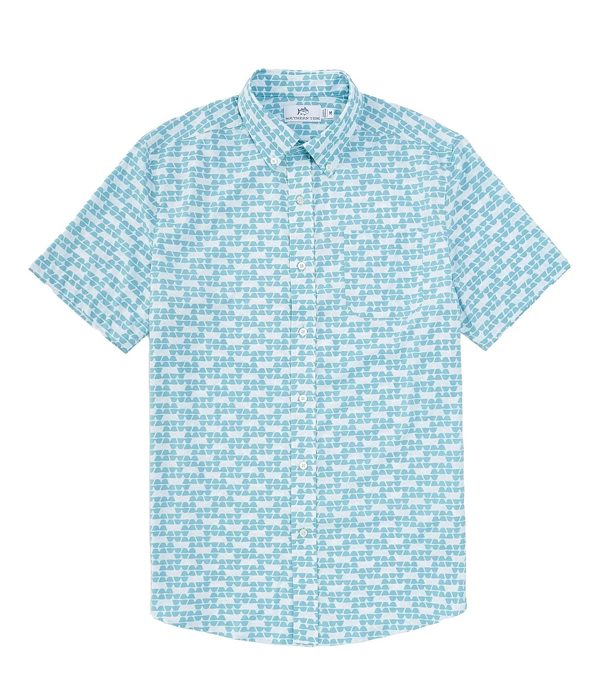 Southern Tide Brrr° Intercoastal Heather Stay Shady Woven Short Sleeve Sport Shirt