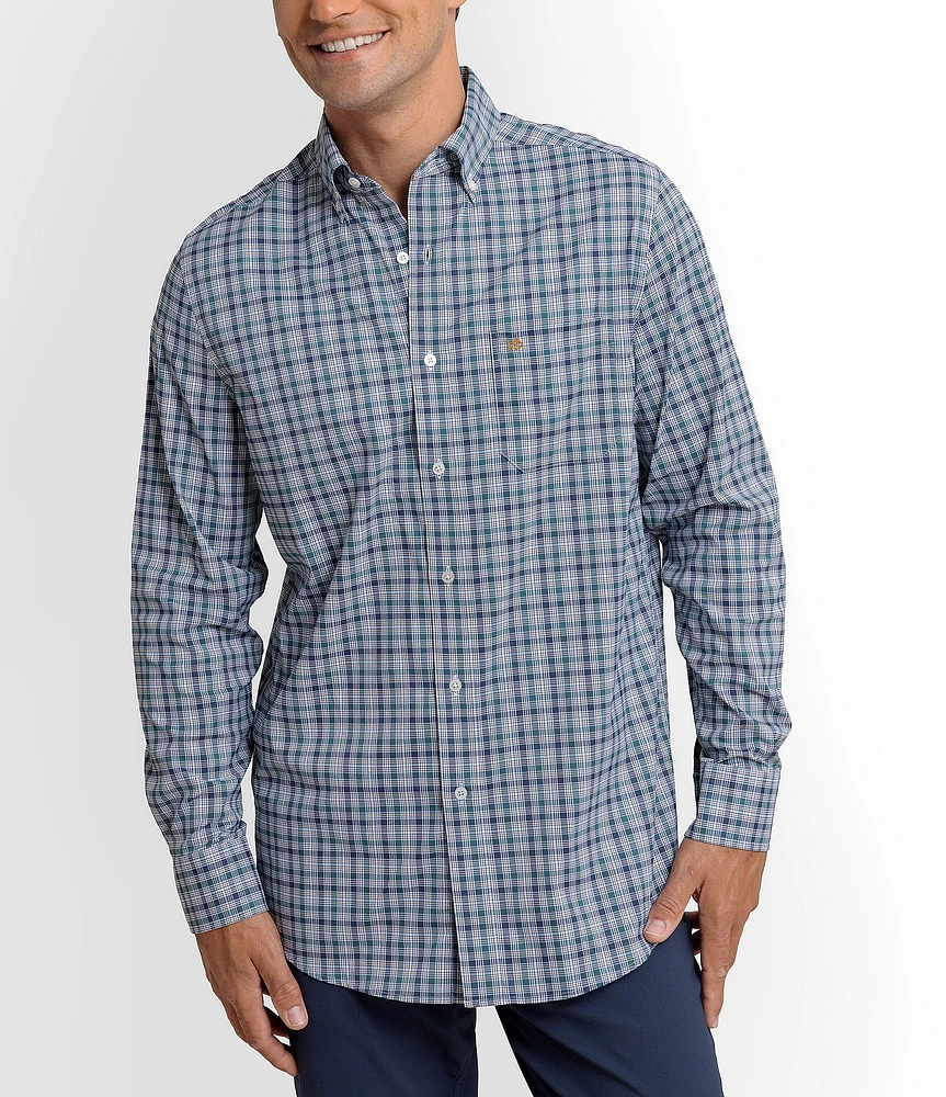 Southern Tide Intercoastal Performance Stretch Saltgrass Plaid Long Sleeve Woven Shirt