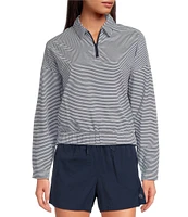 Southern Tide Kira Stripe Half Zip Stand Collar Long Sleeve Pullover