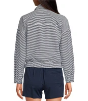 Southern Tide Kira Stripe Half Zip Stand Collar Long Sleeve Pullover