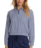 Southern Tide Kira Stripe Half Zip Stand Collar Long Sleeve Pullover