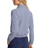 Southern Tide Kira Stripe Half Zip Stand Collar Long Sleeve Pullover