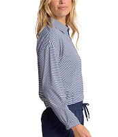 Southern Tide Kira Stripe Half Zip Stand Collar Long Sleeve Pullover