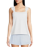 Southern Tide Knit Staci Ruffle Square Neck Sleeveless Tank