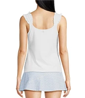 Southern Tide Knit Staci Ruffle Square Neck Sleeveless Tank