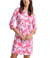 Southern Tide Leira Blossom Bay Crew Neck 3/4 Sleeve Dress