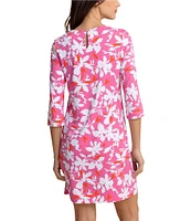 Southern Tide Leira Blossom Bay Crew Neck 3/4 Sleeve Dress