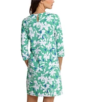 Southern Tide Leira Blossom Bay Crew Neck 3/4 Sleeve Dress