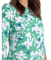 Southern Tide Leira Blossom Bay Crew Neck 3/4 Sleeve Dress