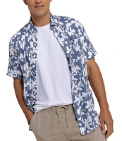 Southern Tide Linen Rayon Blossom Bay Short Sleeve Woven Shirt