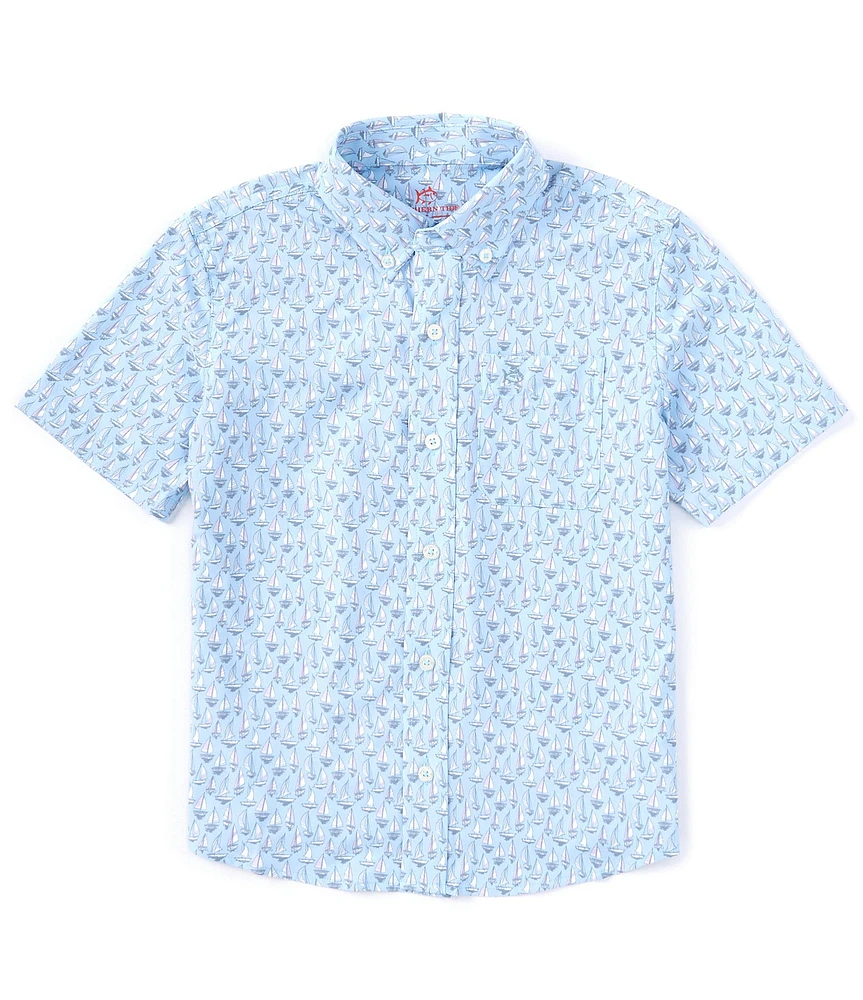 Southern Tide Little/Big Boys 4-16 Short Sleeve 'Forget A-Boat It' Button-Front Shirt