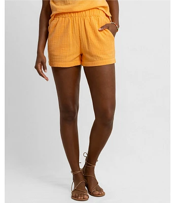 Southern Tide Mary Ellen Gauze High Rise Elastic Waist Shorts