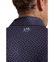 Southern Tide Performance Stretch Driver Fall Flock Printed Short Sleeve Polo Shirt