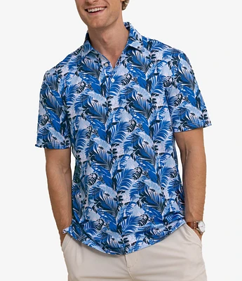 Southern Tide Performance Stretch Driver Paradise Palms Printed Short Sleeve Polo Shirt