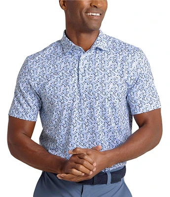 Southern Tide Performance Stretch Driver Petal Party Printed Short Sleeve Polo Shirt