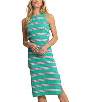 Southern Tide Quinn Stripe Print Crew Neck Sleeveless Rib Dress