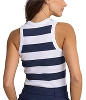 Southern Tide Ryan Stripe Print Yarn Dyed Rib Crew Neck Sleeveless Tank