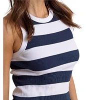 Southern Tide Ryan Stripe Print Yarn Dyed Rib Crew Neck Sleeveless Tank