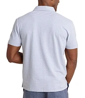 Southern Tide Stripe Linen Sandwave Short Sleeve Polo Shirt