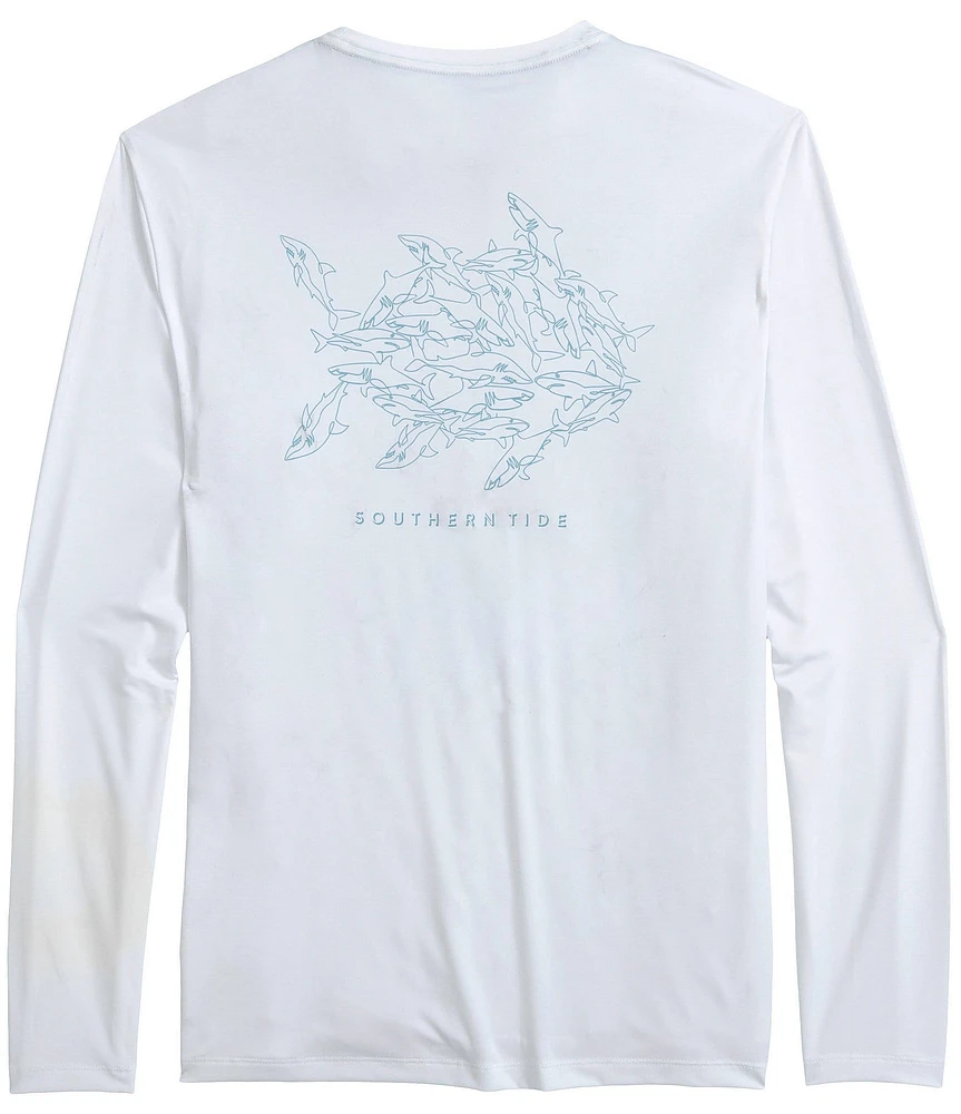 Southern Tide Swarming Sharks Performance Stretch Long Sleeve T-Shirt