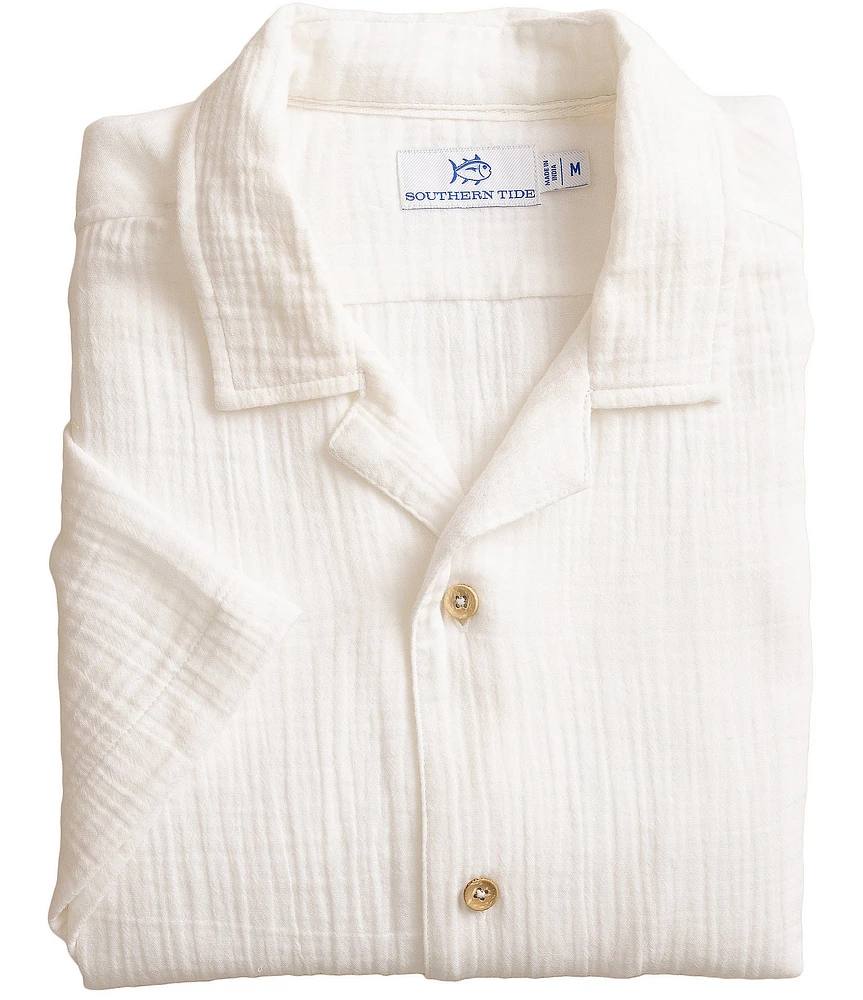 Southern Tide Windrift Double-Cloth Short Sleeve Woven Camp Shirt