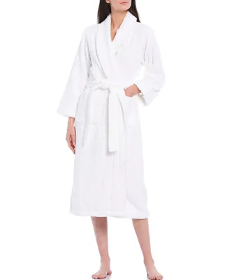 Spa Essentials by Sleep Sense Velour Shadow Stripe Terry Long Cozy Wrap Robe