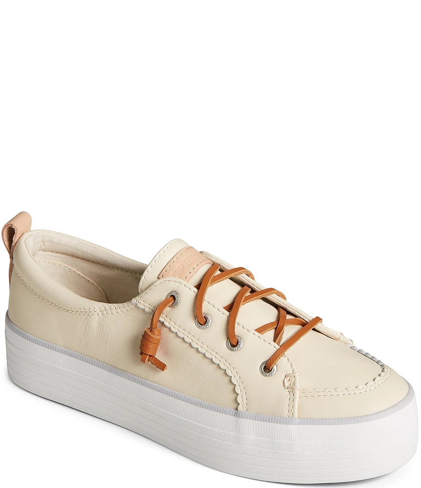 Sperry Women's Crest Vibe Scalloped Washable Leather Platform Sneakers