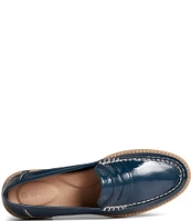 Sperry Women's Seaport Penny Crinkle Patent Leather Penny Loafers