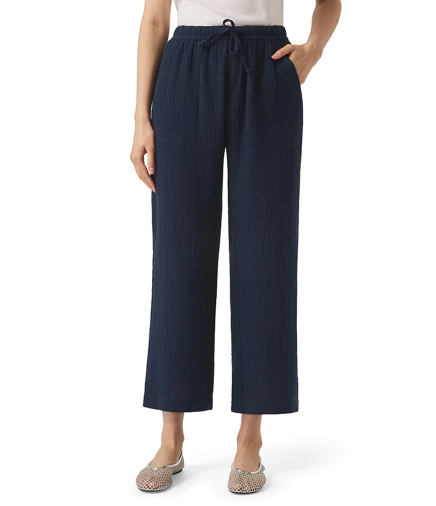 Splendid Adele Drawstring Gauze Cropped Relaxed Wide Leg Pants