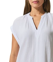 Splendid Adele Gauze V-Neck Short Sleeve Shift Dress