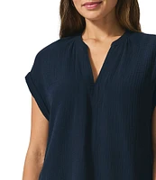 Splendid Adele Gauze V-Neck Short Sleeve Shift Dress