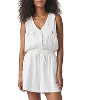 Splendid Adelina Knit V-Neck Sleeveless Romper