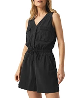 Splendid Adelina Knit V-Neck Sleeveless Romper