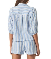 Splendid Ally Striped Knit V-Neck Short Sleeve Coordinating Top