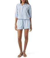 Splendid Ally Striped Knit V-Neck Short Sleeve Coordinating Top