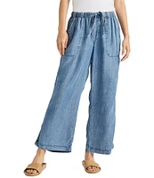 Splendid Angie Indigo Wide Leg Patch Pocket Pants