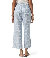 Splendid Angie Linen Knit Printed Mid Rise Cropped Wide Leg Pants