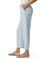 Splendid Angie Linen Knit Printed Mid Rise Cropped Wide Leg Pants