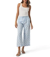 Splendid Angie Linen Knit Printed Mid Rise Cropped Wide Leg Pants