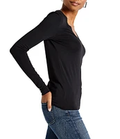 Splendid Bamboo Jersey V-Neck Long Sleeve Tee