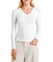 Splendid Bamboo Jersey V-Neck Long Sleeve Tee